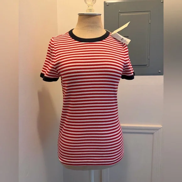 NWT DÔEN Vivi Tee in Rouge Nantucket Stripe, size L - Picture 8 of 8